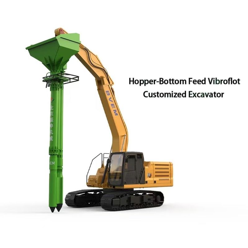 BVEM 2600 r/min rotation speed Vibroflotation Device mounted to excavator sharing hydraulic power system